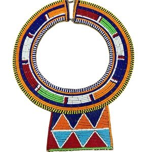Vintage Tribal Handmade Beaded Collar Necklace